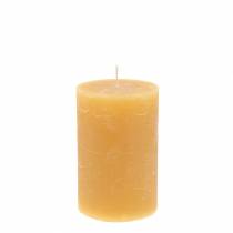 Article Bougies unies couleur miel 60×100mm 4 pcs
