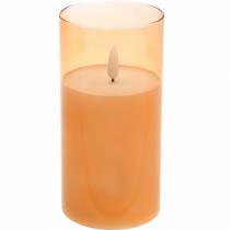 Article Bougie LED dans un verre cire véritable orange Ø7.5cm H10cm