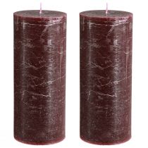 Article Bougies piliers de luxe bordeaux, lot de 2, couleur unie, 85 x 200 mm, pour une utilisation romantique et décorative