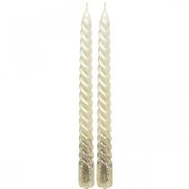 Bougies coniques bougies torsadées bougies spirales crème 24cm 2pcs