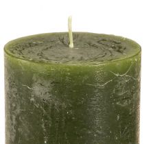 Article Bougies piliers vertes, 3 nuances, couleur unie, style rustique, 70 x 100 mm, lot de 12, pour la décoration et l'Avent