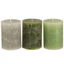 Article Bougies vertes 3 couleurs différentes piliers 60x80cm 12 pcs