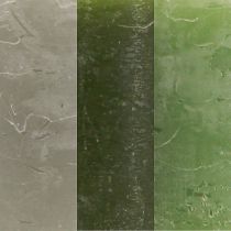 Article Bougies vertes 3 couleurs différentes piliers 60x80cm 12 pcs