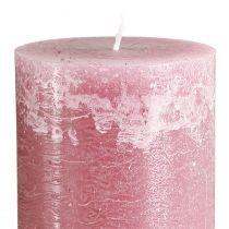Article Bougies piliers roses, aspect marbre rose antique, 85 × 200 mm, lot de 2, pour la décoration et les cadeaux