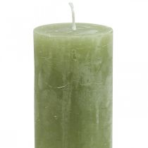 Article Bougies de couleur unie bougies pilier vert olive 50×100mm 4 pcs