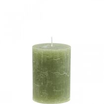 Bougies colorées unies bougies pilier vert olive 70×100mm 4pcs