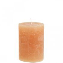 Article Bougies de couleur unie Bougies pilier Orange Pêche 70×100mm 4 pcs