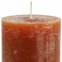 Article Bougies de couleur unie bougies piliers rouge-marron 85×120mm 2pcs