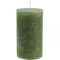 Bougies colorées unies bougies pilier vert olive 85×150mm 2pcs