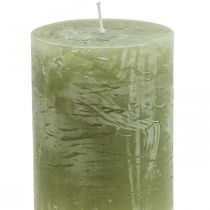 Article Bougies de couleur unie bougies pilier vert olive 60×80mm 4 pcs