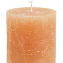 Article Bougies de couleur unie Bougies pilier Orange Pêche 70×80mm 4 pcs