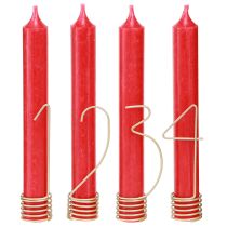Article Décoration de bougies chiffres de l&#39;Avent 1-4 métal doré mat H10cm 4 pcs