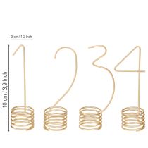 Article Décoration de bougie, chiffres de l'Avent 1 à 4, métal doré mat, hauteur 10 cm, lot de 4