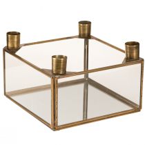 Article Bougeoir miroir de l&#39;Avent à remplir or 15×15×10,5cm
