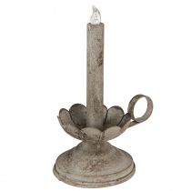 Article Bougeoir antique avec bougie LED en métal lumière chaude H22cm