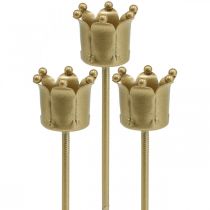 Article Bougeoir couronne doré, bougeoir bâton métal 4 pcs