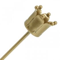 Article Bougeoir couronne doré, bougeoir bâton métal 4 pcs