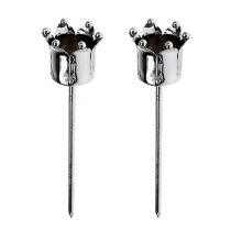 Article Bougeoir couronne argent Ø3cm H12,5cm 4 pcs