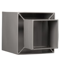 Article Pot de fleurs cubique gris avec socle pour une décoration moderne, 22 cm