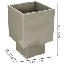 Article Pot de fleurs cubique vert, 22 cm, avec support surélevé