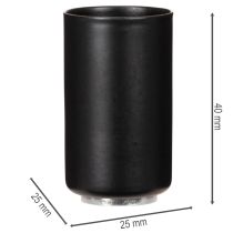 Article Porte-bougie magnétique rond, noir mat, pour bougies coniques de 25 mm, lot de 4