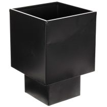 Article Pot de fleurs cubique noir avec socle, style moderne, 22 cm
