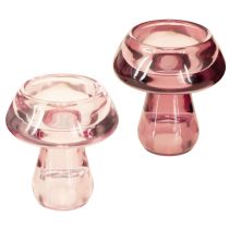 Article Bougeoir champignon photophore verre baie Ø6,5cm H7cm 2pcs