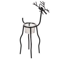 Article Porte-bougie renne avec verre pour bougie chauffe-plat, 28 cm