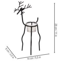 Article Porte-bougie renne avec verre pour bougie chauffe-plat, 28 cm