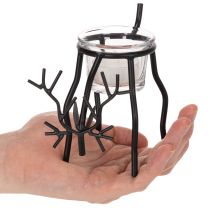 Article Porte-bougie renne avec verre pour bougie chauffe-plat, 15 cm