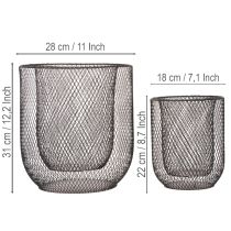 Article Bougeoir en fil de fer noir, Ø 28,5/18 cm, lot de 2