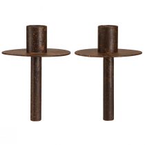 Article Bougeoir pour bouteilles aspect rouille Ø8,5cm H12cm 2pcs