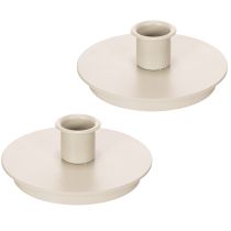 Article Bougeoirs ronds couleur crème pour bougies coniques, décoration de table, 10 cm, lot de 2