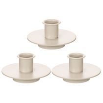 Article Bougeoir en métal beige mat, petit bougeoir pour bougies coniques, 8 cm, lot de 3