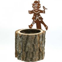 Cache-pot bois cache-pot aspect bois rouille épouvantail H24,5cm