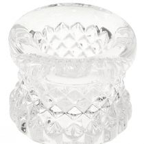 Article Bougeoir avec poignée pour bougies bâtons verre 10,5cm transparent 4pcs