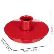 Article Bougeoirs compacts en métal rouge pour bougies coniques de 10 cm, lot de 2
