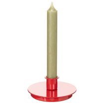 Article Bougeoirs compacts en métal rouge pour bougies coniques de 10 cm, lot de 2