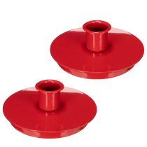 Article Bougeoirs compacts en métal rouge pour bougies coniques de 10 cm, lot de 2