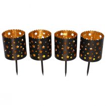 Bougeoir couronne de l&#39;Avent à coller noir doré Ø6cm 4pcs