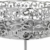 Article Bougeoirs floraux à brancher en argent Ø8,8cm H13,7cm 4 pièces aspect antique