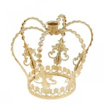 Bougeoir couronne, décoration de table, Avent, couronne métal Doré Ø14cm H13cm