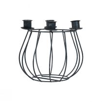 Article Bougeoir métal gris panier maille couronne de l'Avent Ø14cm