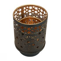 Article Bougeoir métal noir/étoiles dorées H13,5cm/19cm lot de 2