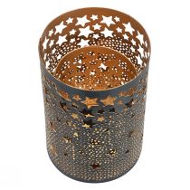 Article Bougeoir métal étoiles noir/doré H10/15cm lot de 2