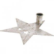 Article Étoile de décoration en métal, bougeoir conique pour Noël argenté, aspect antique 20cm × 19,5cm