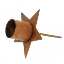 Article Bougeoir étoile à coller, décoration de l'Avent finition rouille, 6 cm, 4 pièces