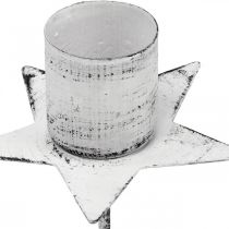 Article Bougeoir étoile à coller en métal blanc shabby chic 6cm 4pcs