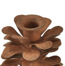 Article Bougeoir Cônes de Noël métal rouille Ø6,5cm H8cm