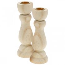 Article Bougeoir décoration de table en bois pour bougies coniques H17cm 2 pcs